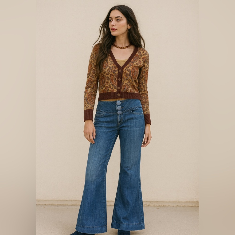 Fidelity Tantra Wide Leg Medium Wash Denim Jeans Sz 29